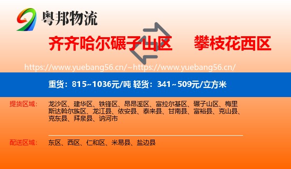 齐齐哈尔碾子山区到西区物流