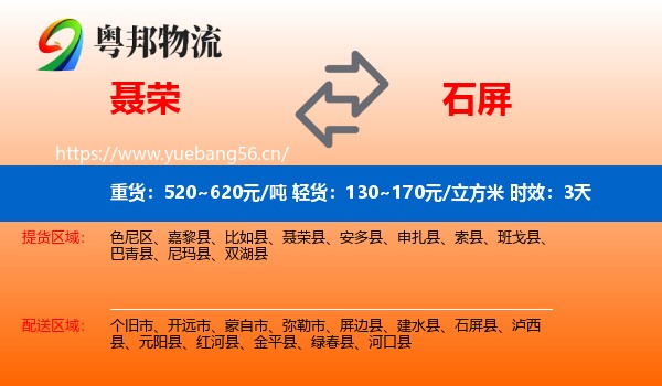 聂荣到石屏县物流专线名片