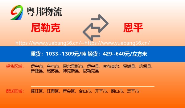尼勒克到恩平市物流