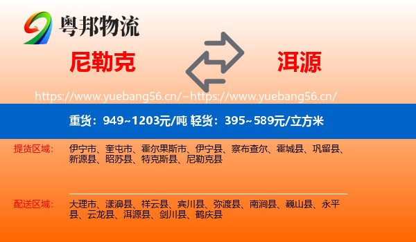 尼勒克到洱源县物流