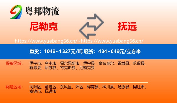 尼勒克到抚远市物流