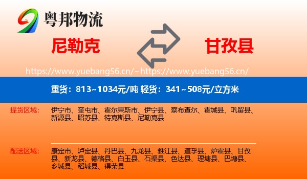 尼勒克到甘孜县物流