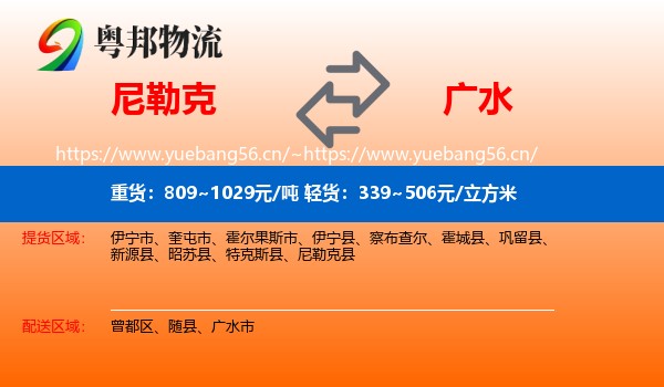 尼勒克到广水市物流