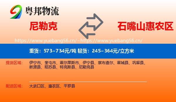 尼勒克到惠农区物流