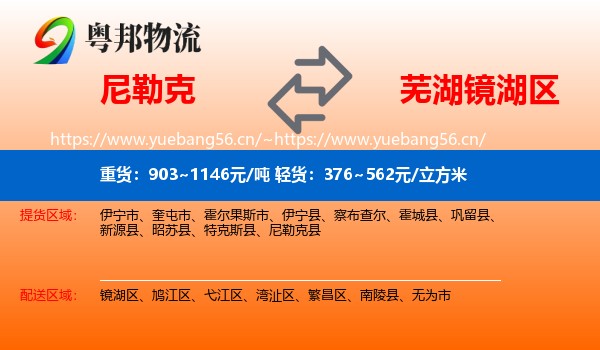 尼勒克到镜湖区物流