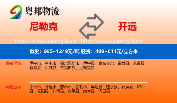 尼勒克到开远市物流