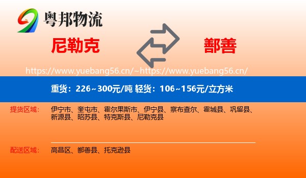 尼勒克到鄯善县物流