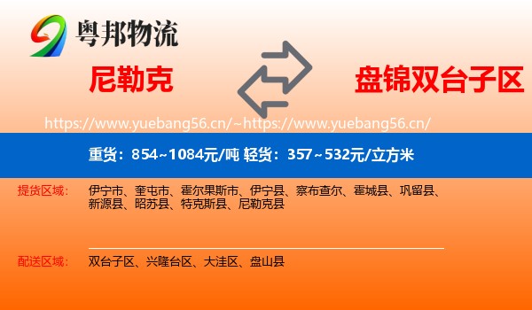 尼勒克到双台子区物流