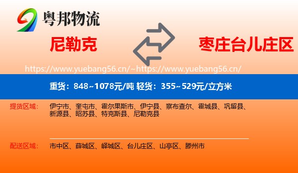 尼勒克到台儿庄区物流