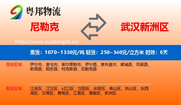 尼勒克到新洲区物流专线名片