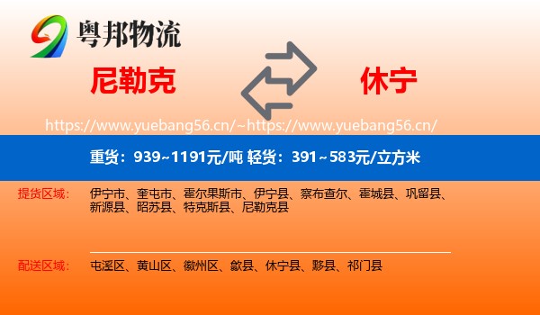 尼勒克到休宁县物流