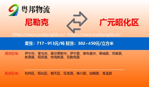 尼勒克到昭化区物流