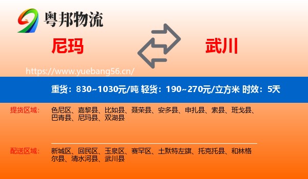 尼玛到武川县物流专线名片