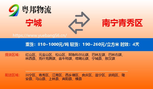 宁城到青秀区物流专线名片