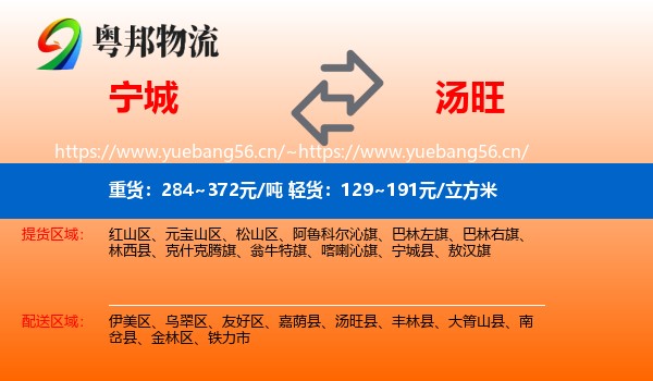 宁城到汤旺县物流