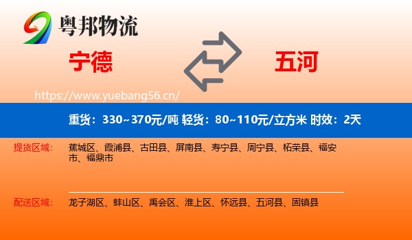 宁德到五河县物流专线名片