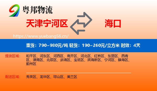天津宁河区到海口物流专线名片