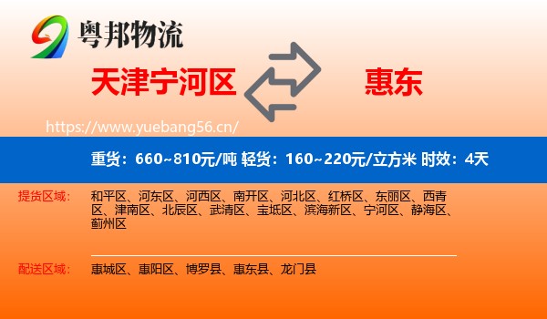 天津宁河区到惠东县物流专线名片