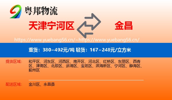 天津宁河区到金昌物流