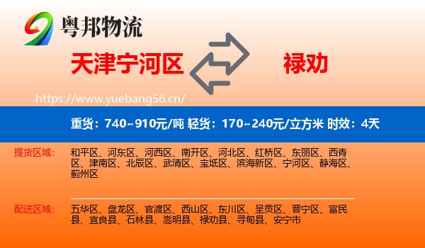 天津宁河区到禄劝县物流专线名片