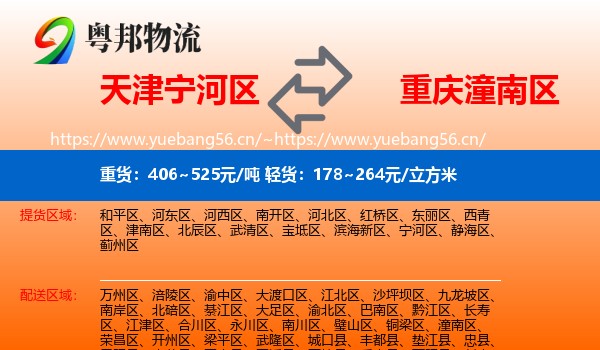 天津宁河区到潼南区物流