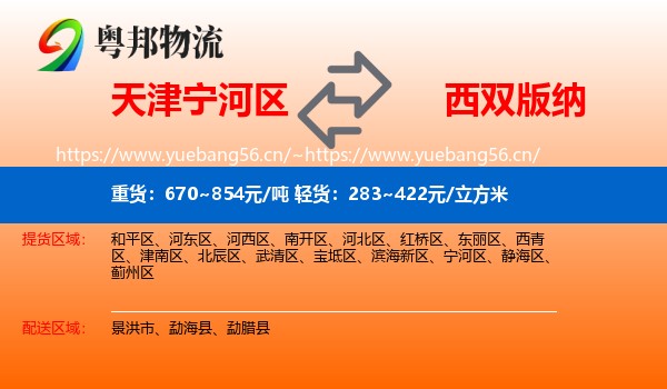 天津宁河区到西双版纳物流