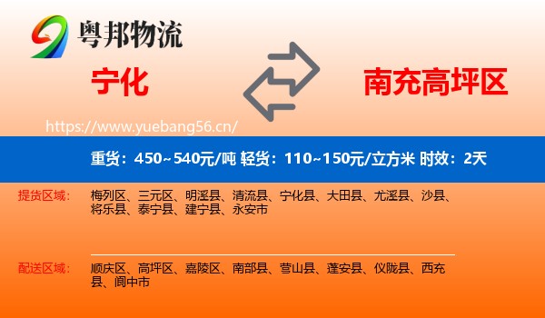 宁化到高坪区物流 宁化到高坪区物流专线名片
