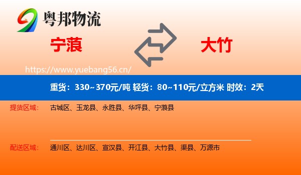 宁蒗到大竹县物流专线名片