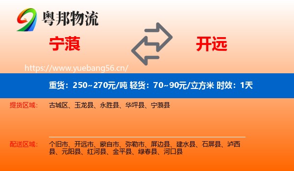 宁蒗到开远市物流专线名片