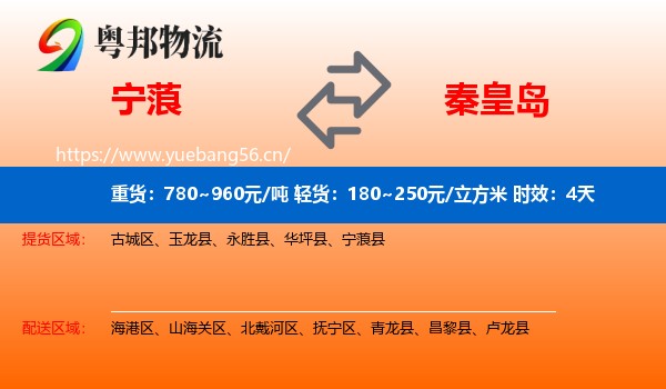 宁蒗到秦皇岛物流专线名片