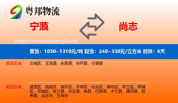 宁蒗到尚志市物流专线名片