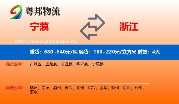 宁蒗到浙江物流专线名片