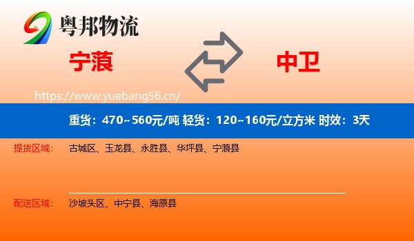 宁蒗到中卫物流专线名片