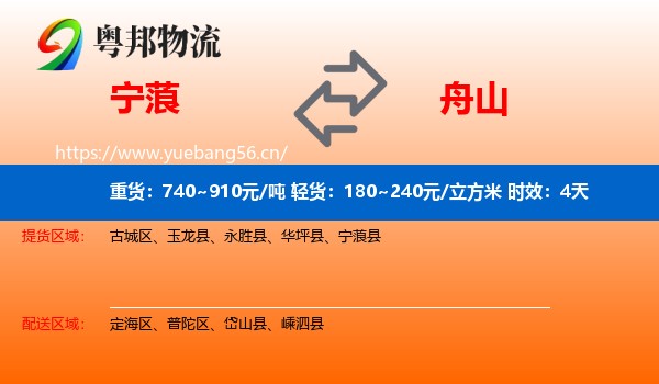 宁蒗到舟山物流专线名片