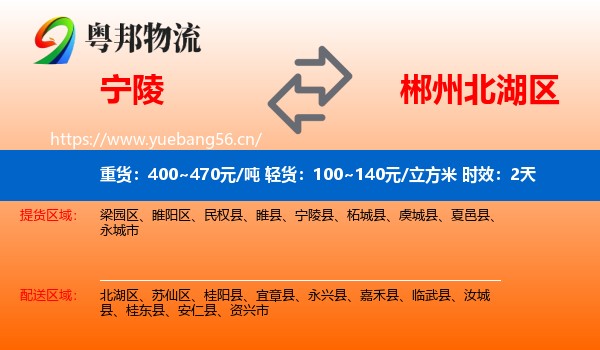 宁陵到北湖区物流专线名片