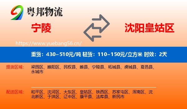 宁陵到皇姑区物流专线名片