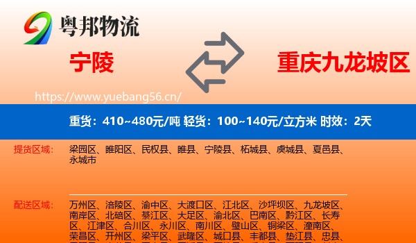 宁陵到九龙坡区物流专线名片