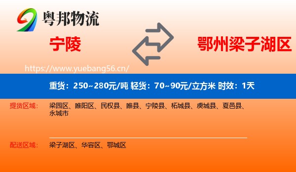 宁陵到梁子湖区物流专线名片