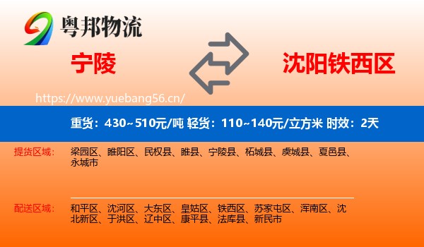 宁陵到铁西区物流专线名片
