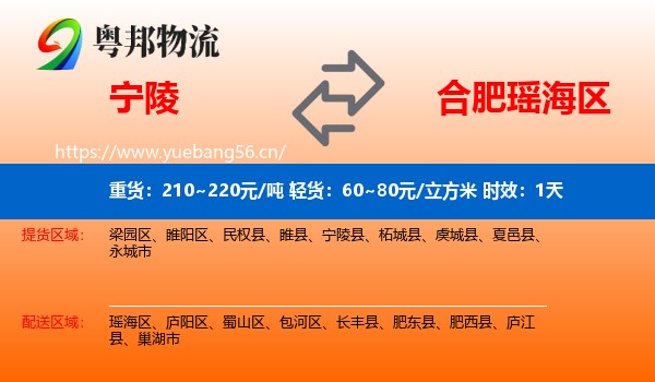 宁陵到瑶海区物流专线名片