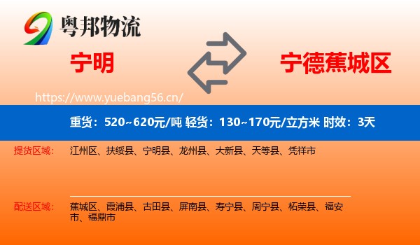 宁明到蕉城区物流专线名片