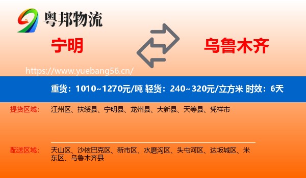 宁明到乌鲁木齐物流专线名片