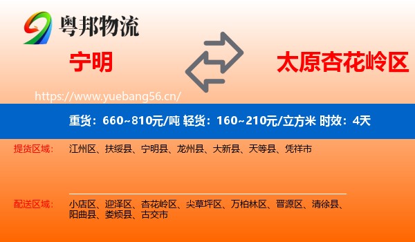 宁明到杏花岭区物流专线名片