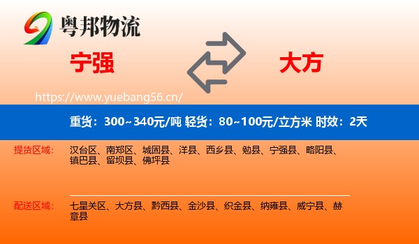 宁强到大方县物流专线名片