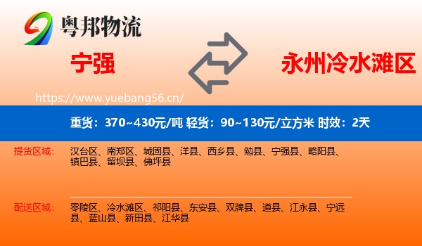 宁强到冷水滩区物流专线名片