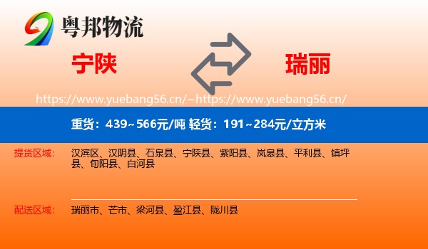 宁陕到瑞丽市物流