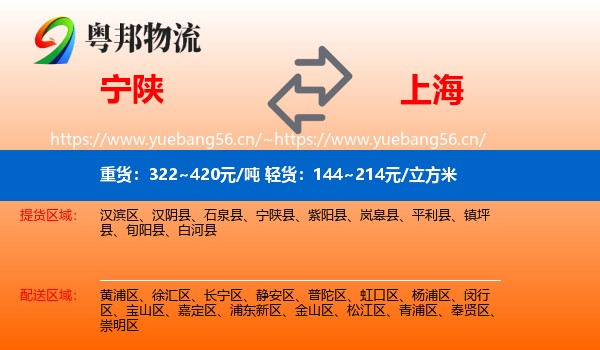 宁陕县到上海物流专线