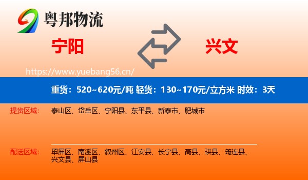 宁阳到兴文县物流专线名片