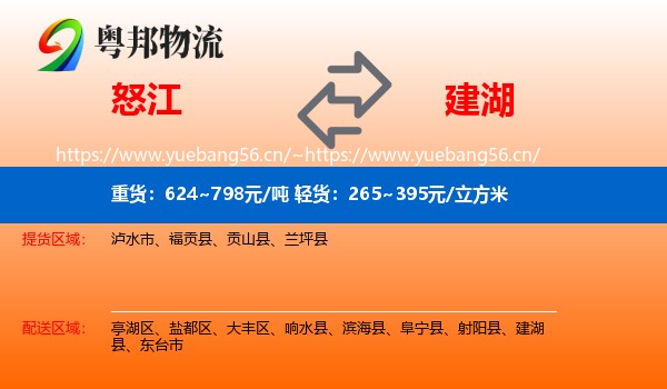 怒江到建湖县物流