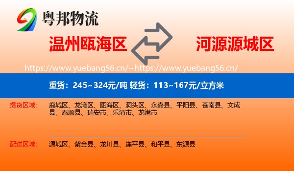 温州瓯海区到源城区物流